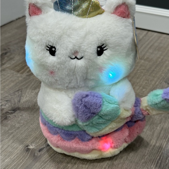 New Glow Brights Plush Cat Pastel Rainbow FAO Schwartz J46 - Picture 2 of 4